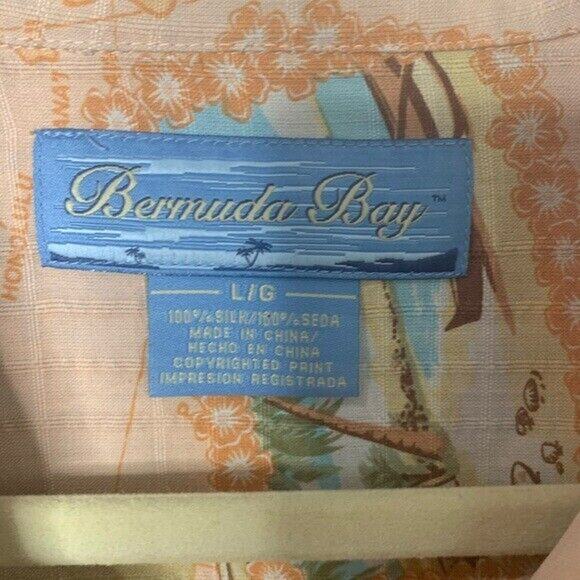 Bermuda Bay Large Silk Shirt Hawaiian Camp Collar Short Sleeve Button Up Men’s - Picture 3 of 6